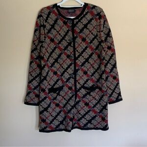 Pendleton 100% merino wool abstract design long line cardigan